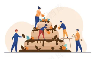 面包师在准备婚礼或生日蛋糕