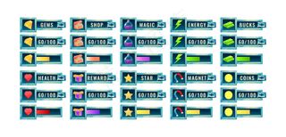 大套奇幻空间游戏ui进度条和附加面板模板