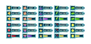 大套奇幻空间游戏ui进度条和附加面板模板