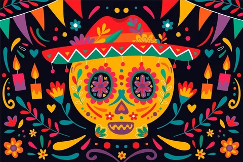 手绘dia de muertos背景 手绘dia de muertos背景