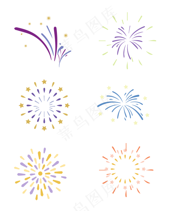 扁平撞色烟花
