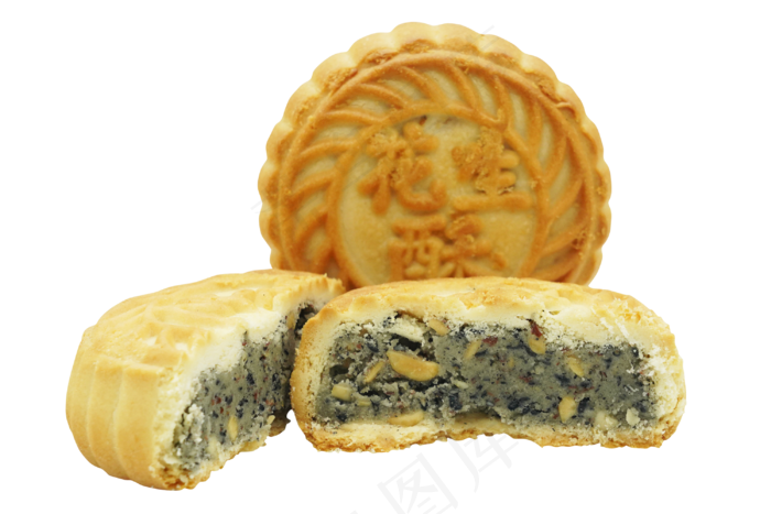 掰开黑芝麻月饼