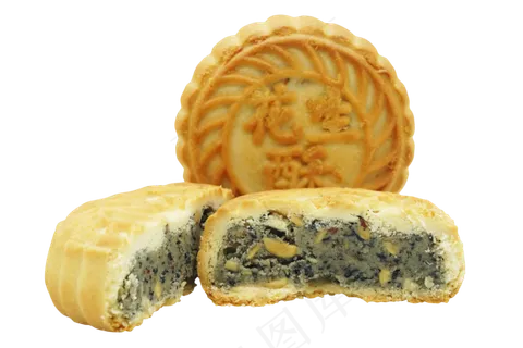 掰开黑芝麻月饼