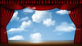 红幕云景背景舞台