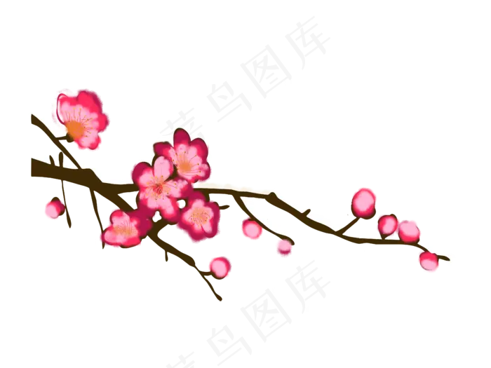 水墨腊梅工笔画png下载(4724X3543(DPI:300))psd模版下载