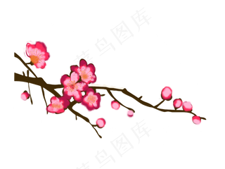 水墨腊梅工笔画png下载