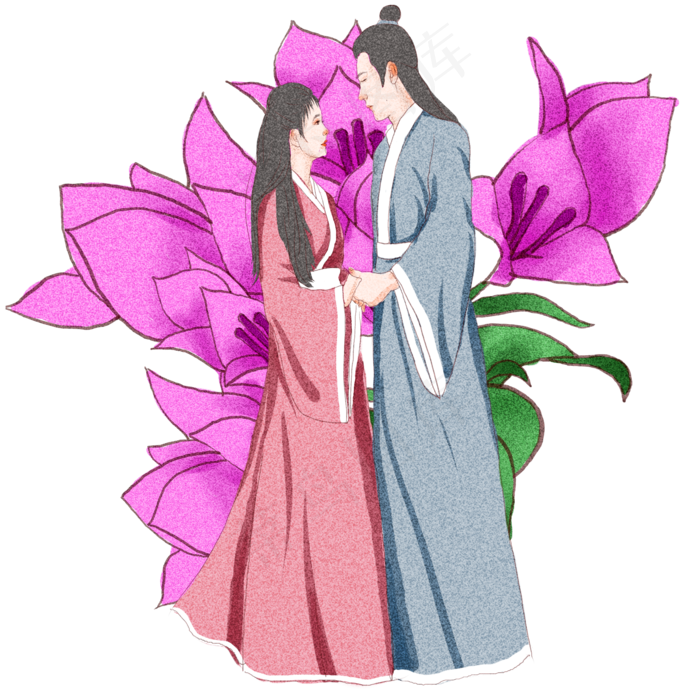 七夕牛郎织女商用元素