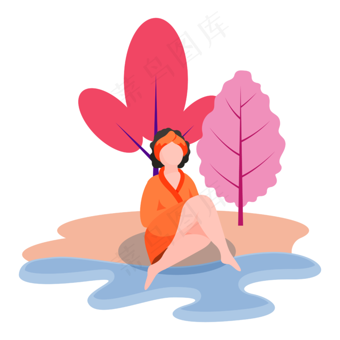 扁平风度假人物元素