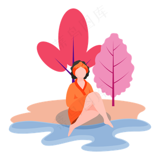 扁平风度假人物元素