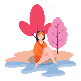 扁平风度假人物元素