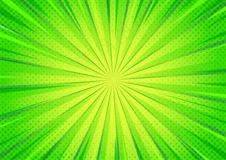 抽象的绿色漫画风格的半色调变焦模式。