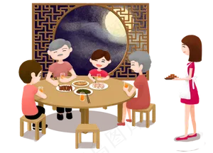 中秋节家人一起吃团圆饭