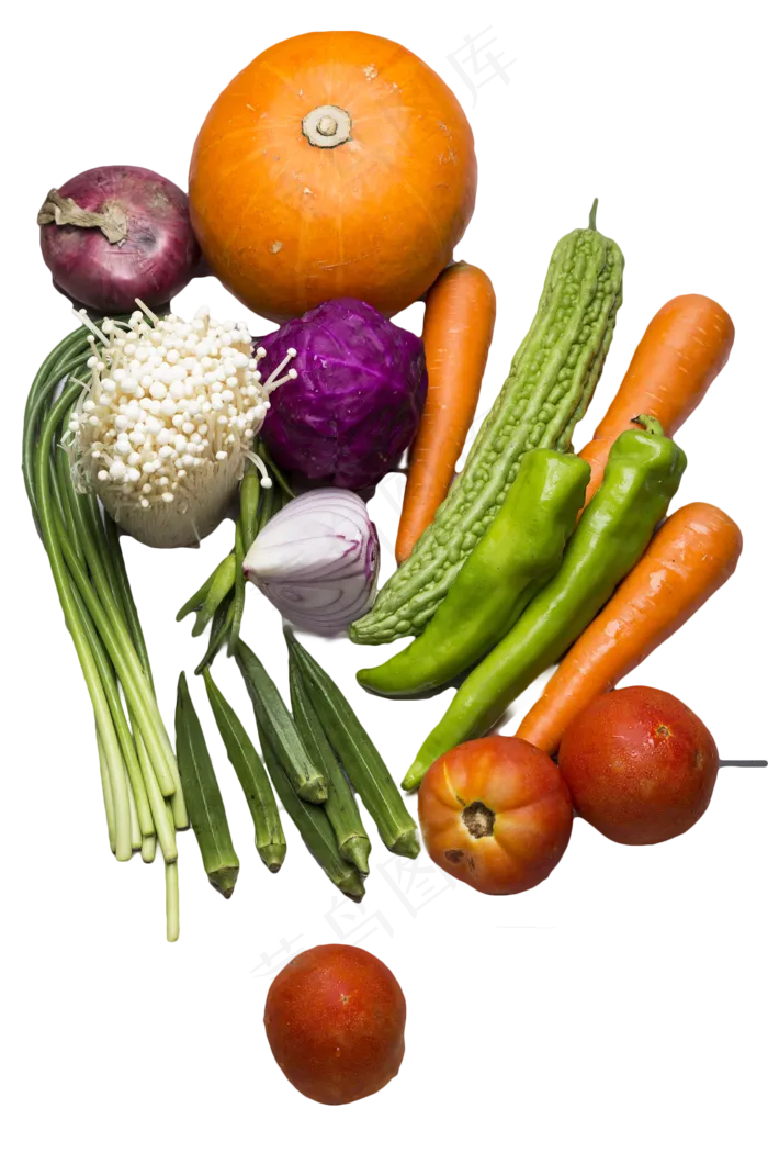 金针菇秋葵南瓜胡萝卜苦瓜西红柿(2000X3000(DPI:300))psd模版下载