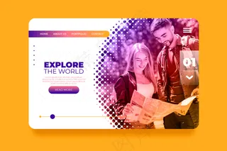 带照片的彩色旅游登录页