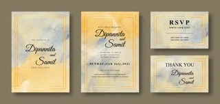 抽象黄蓝背景婚礼请柬