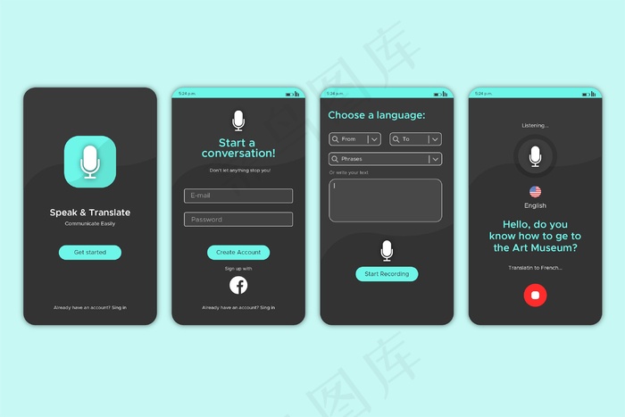 语音翻译应用程序接口eps,ai矢量模版下载
