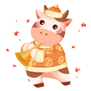 春节新春牛年奶牛吹喇叭