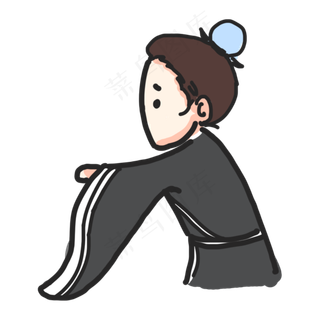 手绘七夕节牛郎卡通人物