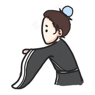 手绘七夕节牛郎卡通人物