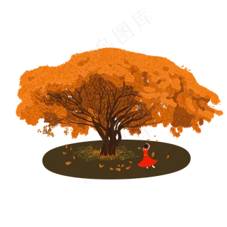 秋天黄色落叶树可商用元素