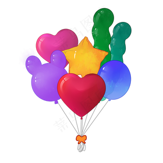 彩色气球节日气球光感渐变立体P