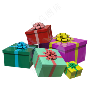 电商装饰礼盒堆C4D双十一彩色