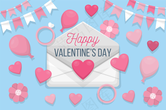 平坦的情人节背景