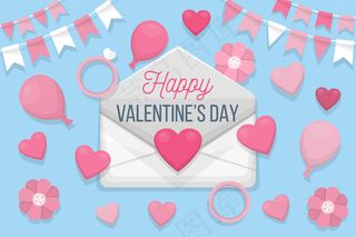 平坦的情人节背景