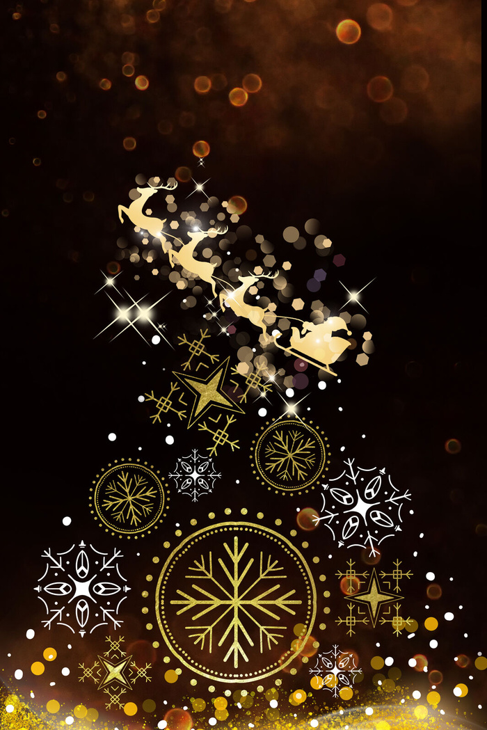 黑色圣诞老人麋鹿背景