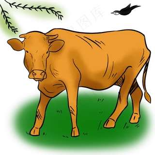 水彩牛牛年快乐