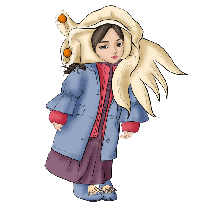 立冬浅蓝色羽绒服饺子娃娃