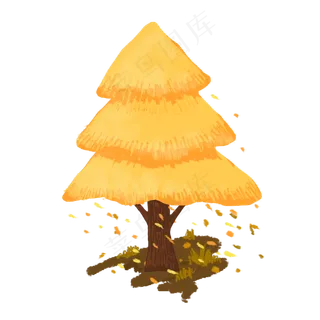 手绘金黄秋树秋叶商用素材