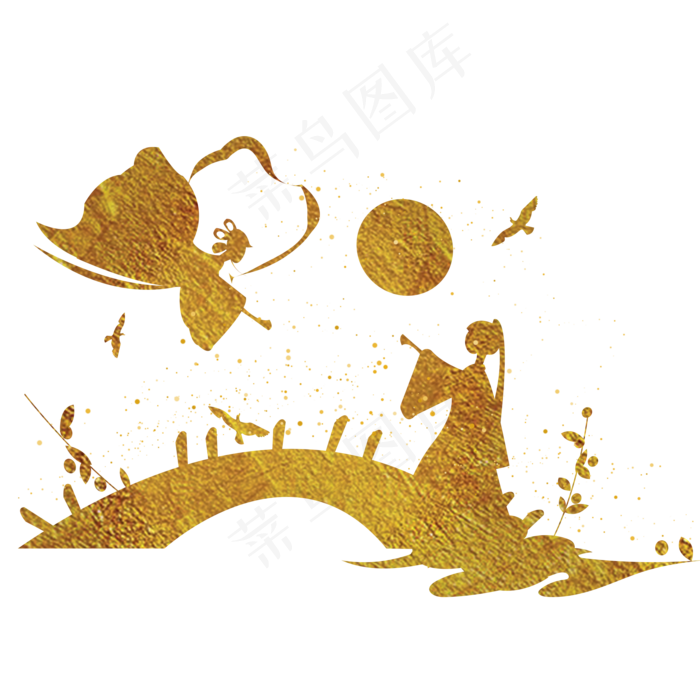 七夕牛郎织女鹊桥图案