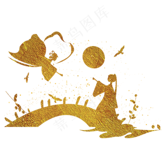 七夕牛郎织女鹊桥图案