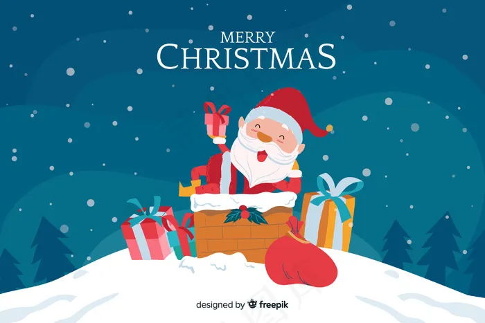 手绘圣诞老人背景eps,ai矢量模版下载