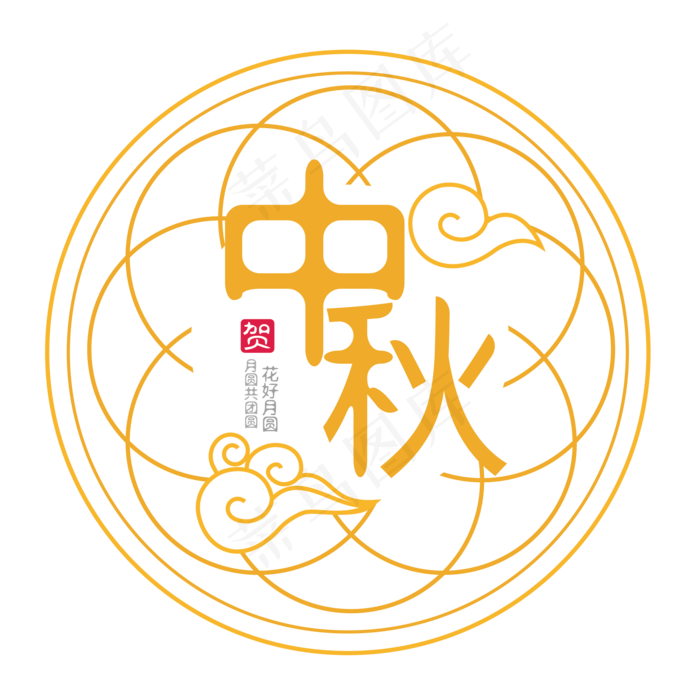 中秋简单矢量线条免抠PNG