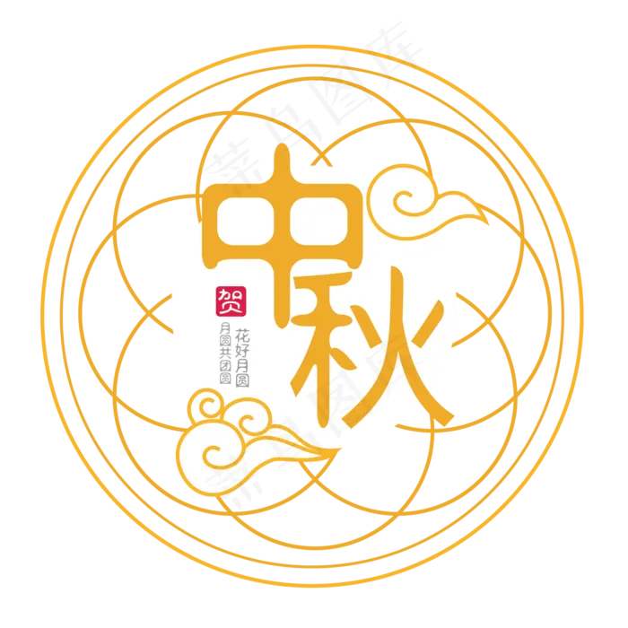 中秋简单矢量线条免抠PNG(2000*2000px 300 dpi )ai矢量模版下载