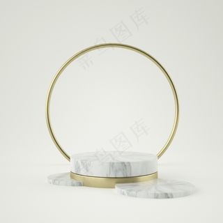 洁白金色产品台座、金色边框、纪念牌、抽象简约概念、空白空间、干净设计、奢华。三维渲染