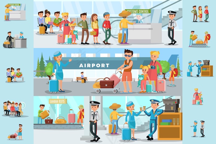 机场人员信息图模板eps,ai矢量模版下载