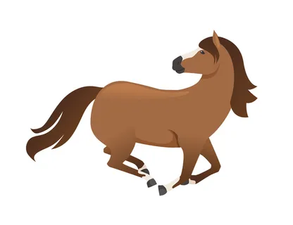 棕马野生或家养动物头跑回头看卡通设计
矢量图