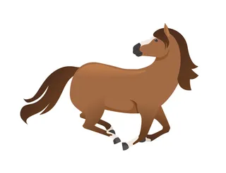 棕马野生或家养动物头跑回头看卡通设计
矢量图