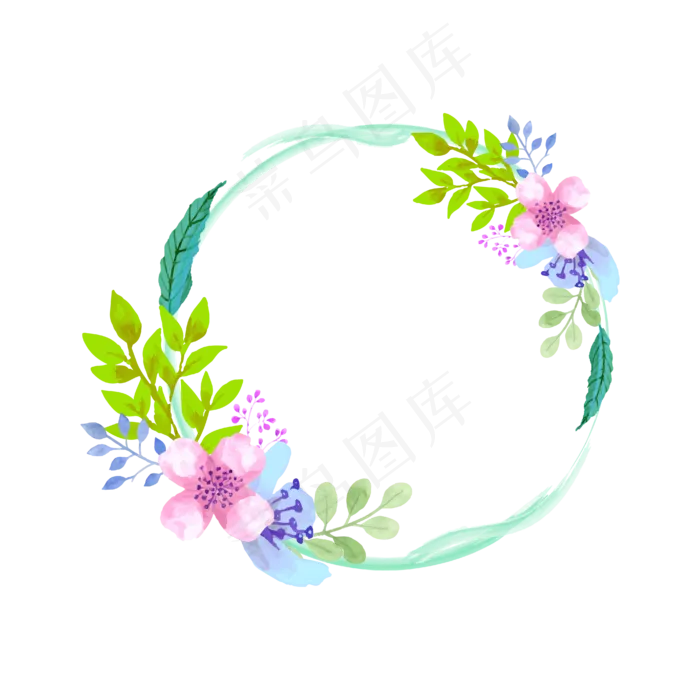 矢量手绘花朵花环ai矢量模版下载