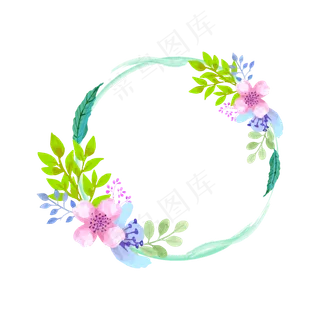 矢量手绘花朵花环