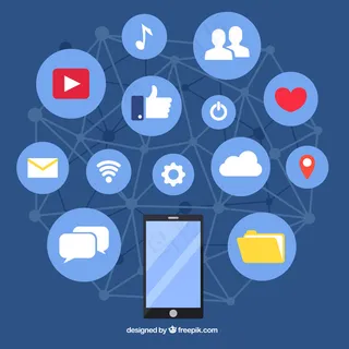 平面风格的社交媒体元素