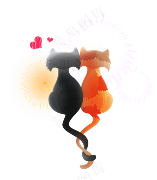 七夕情人节之爱情猫咪卡通