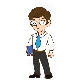 手绘矢量教师卡通人物