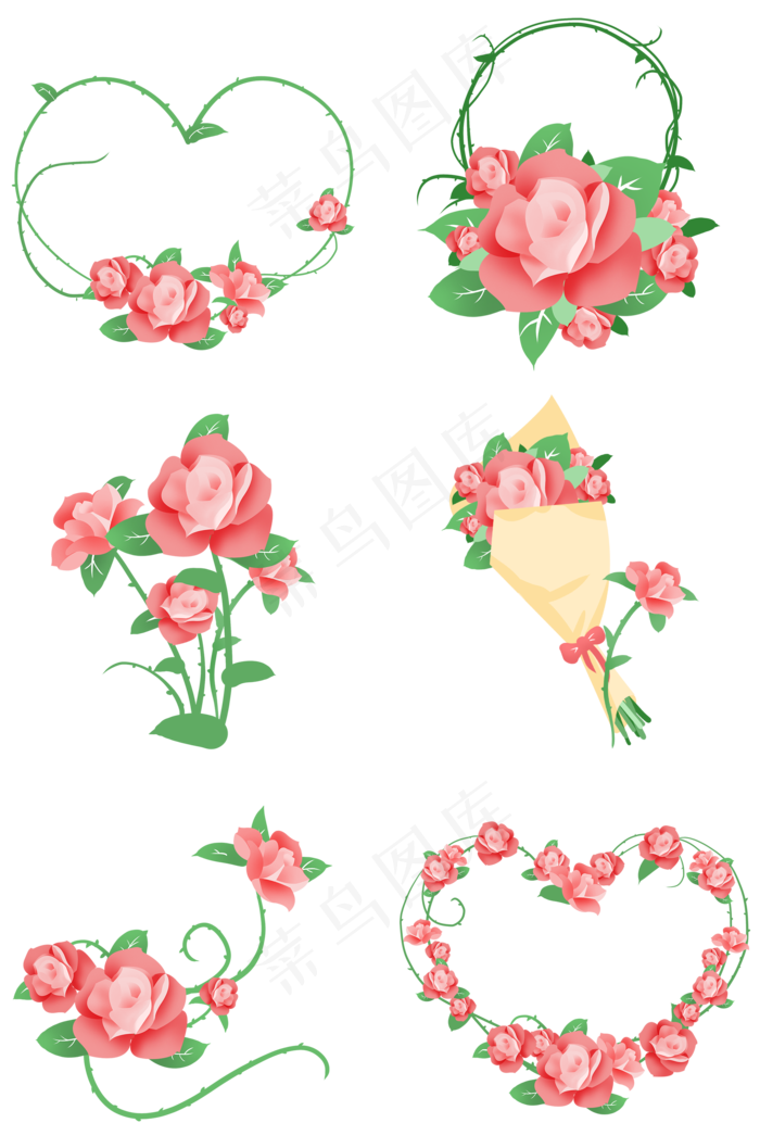 七夕情人节爱心玫瑰花花束花篮(2000X3020(DPI:300))psd模版下载