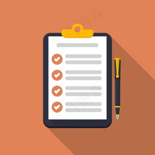 带检查表和长阴影笔图标的剪贴板