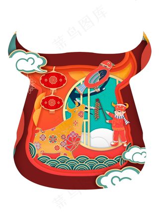 牛年插画 牛年海报 新春海报