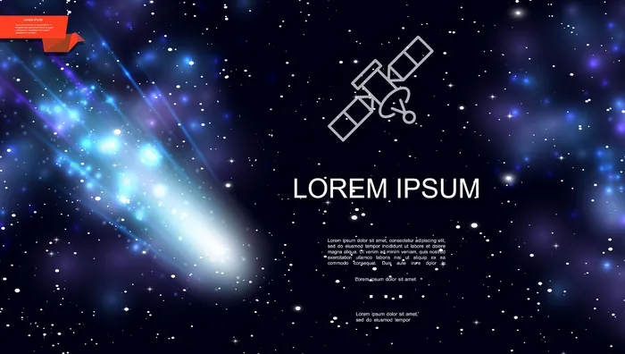 真实的彩色外太空背景与彗星恒星和蓝色星云坠落eps,ai矢量模版下载